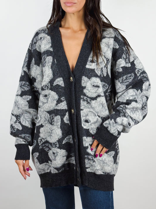 Cardigan Grigio Ferretti Studio Vintage Made in Italy - Lana Floreale