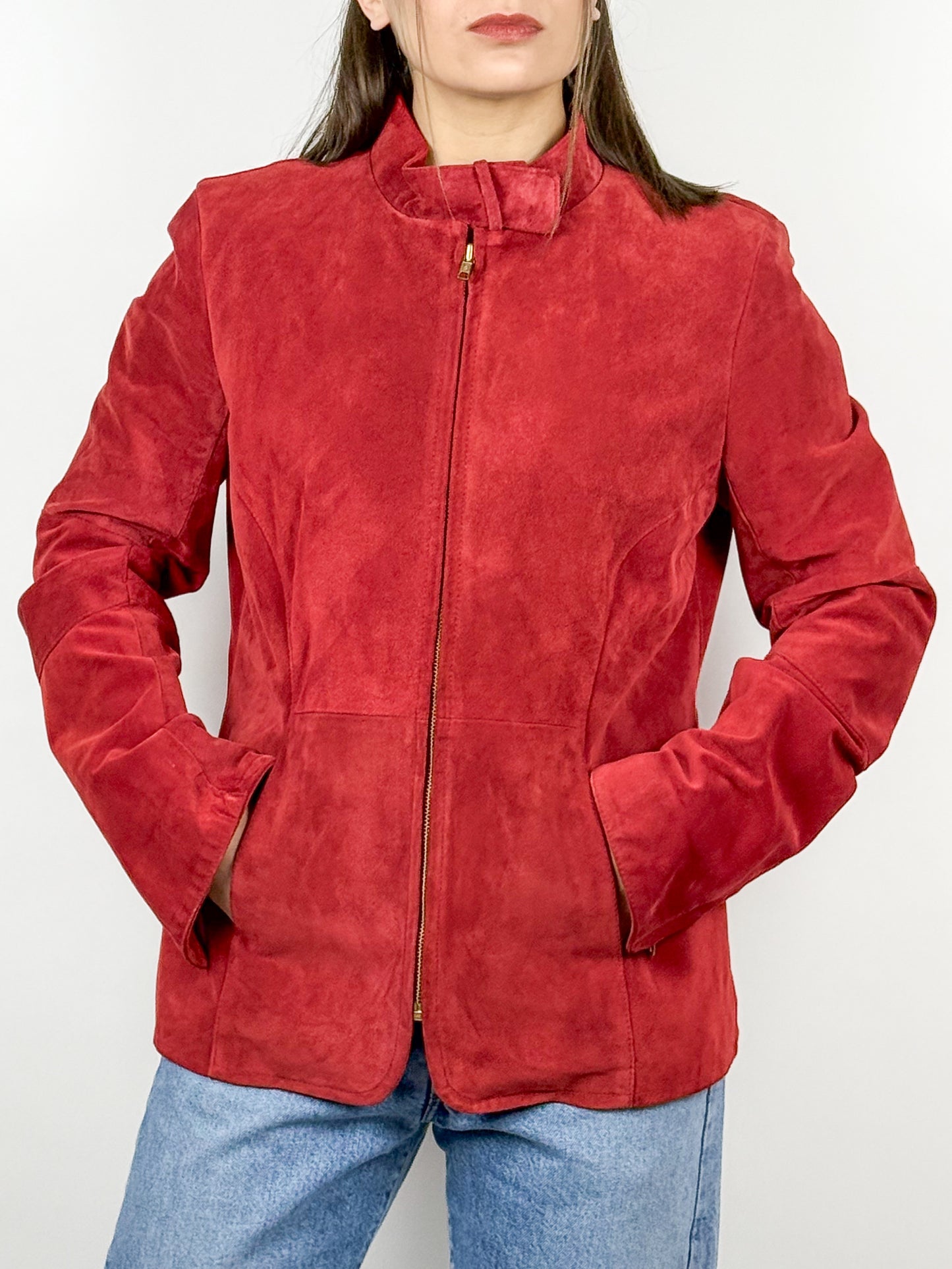 Giacca in Suede Rossa Vintage - Eleganza Italiana Made in Italy