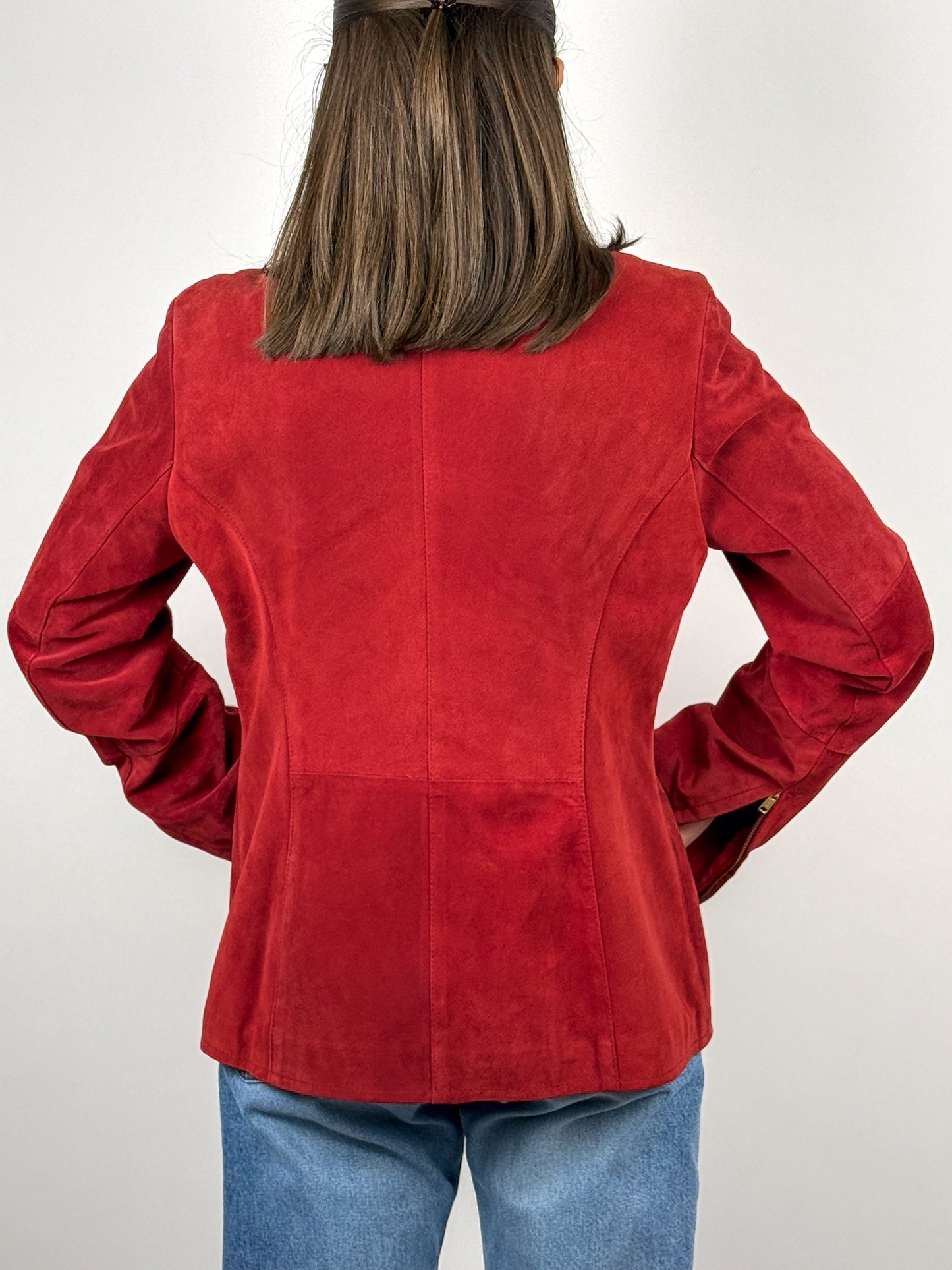 Giacca in Suede Rossa Vintage - Eleganza Italiana Made in Italy