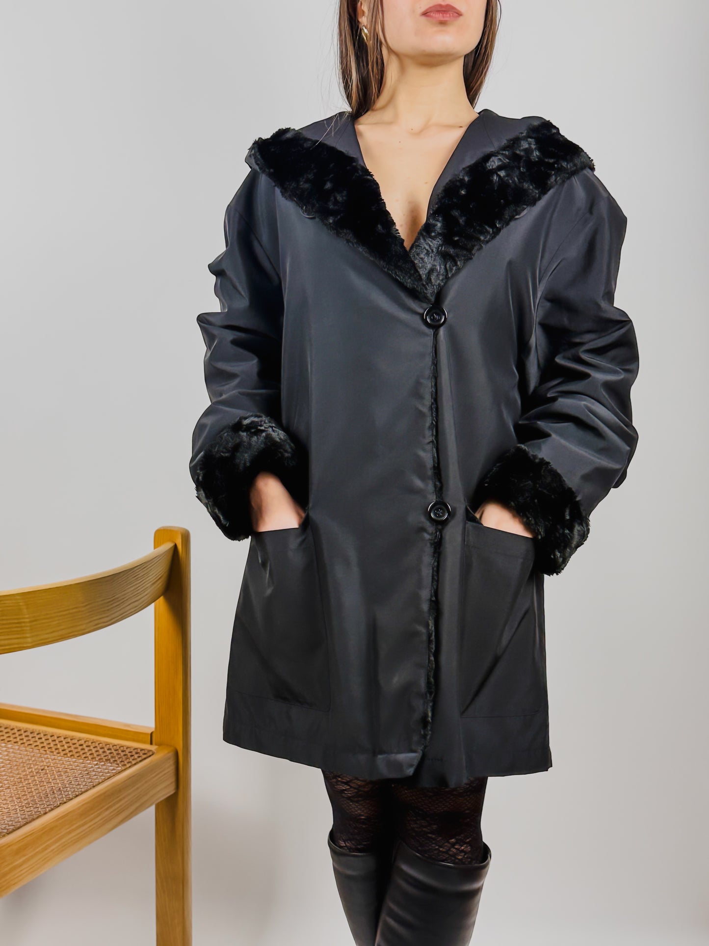 WOMEN'S JACKET WITH FUR INSERTS