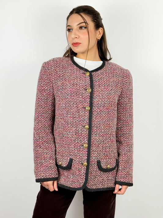 Giacca Vintage Rosa a Collo Tondo