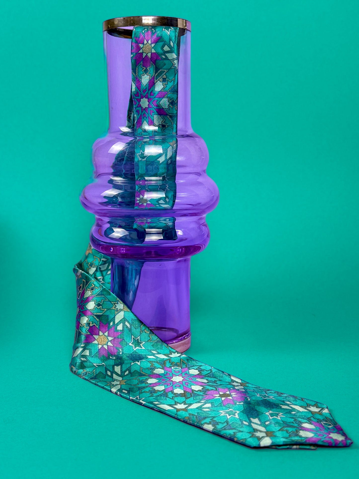 CRAVATTA WAMPUM VERDE E VIOLA