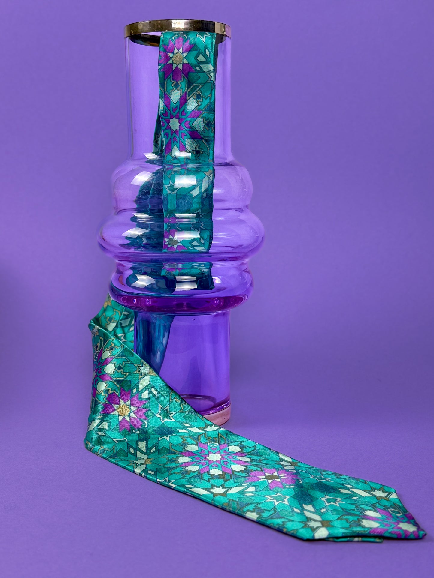 CRAVATTA WAMPUM VERDE E VIOLA