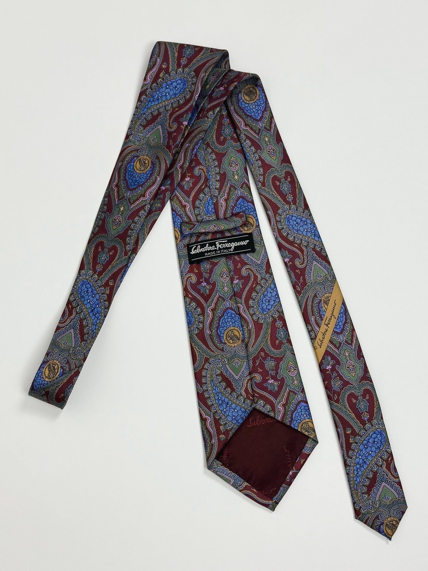 Cravatta Vintage Salvatore Ferragamo Seta Paisley Made in Italy