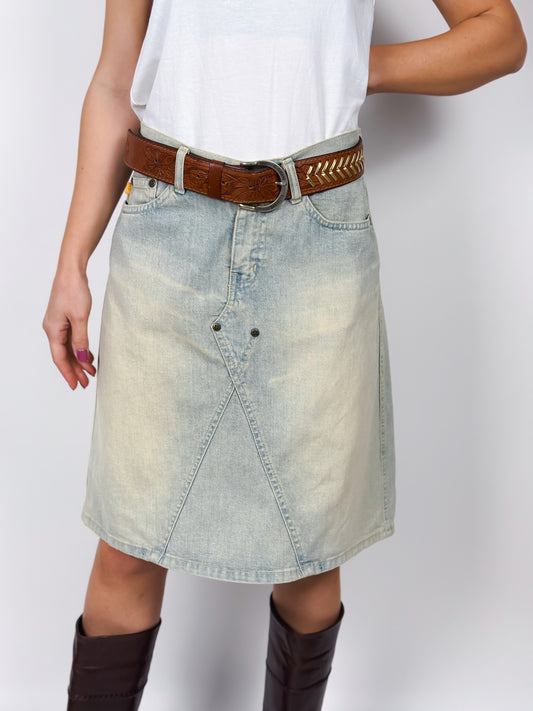 Gonna Denim Phard Y2K Lavaggio Sabbia - Gonna Jeans Vintage Anni 2000