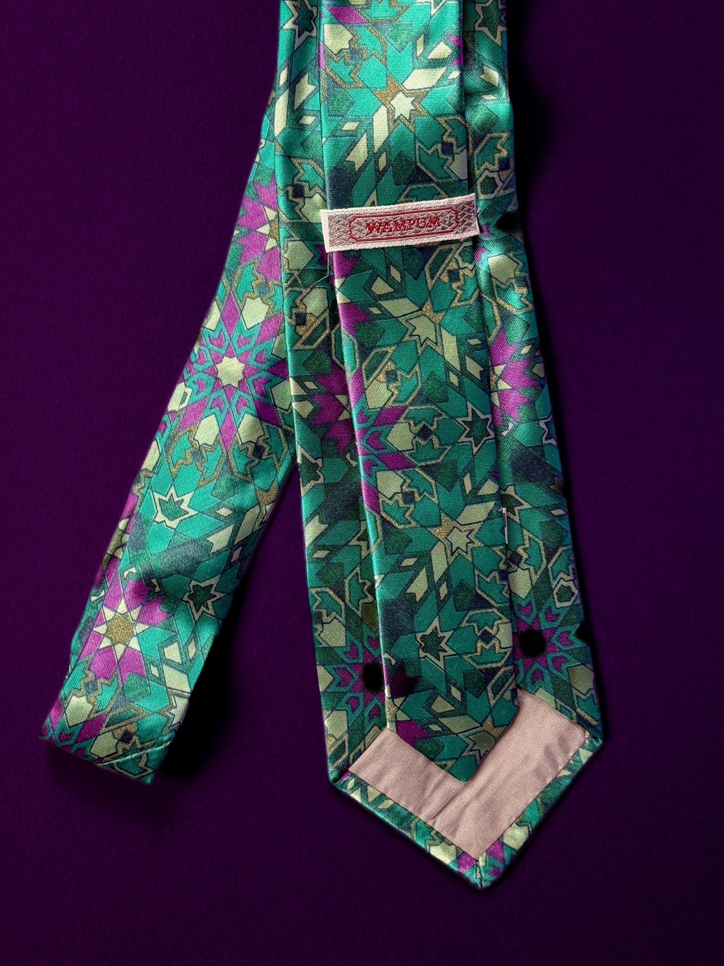 CRAVATTA WAMPUM VERDE E VIOLA