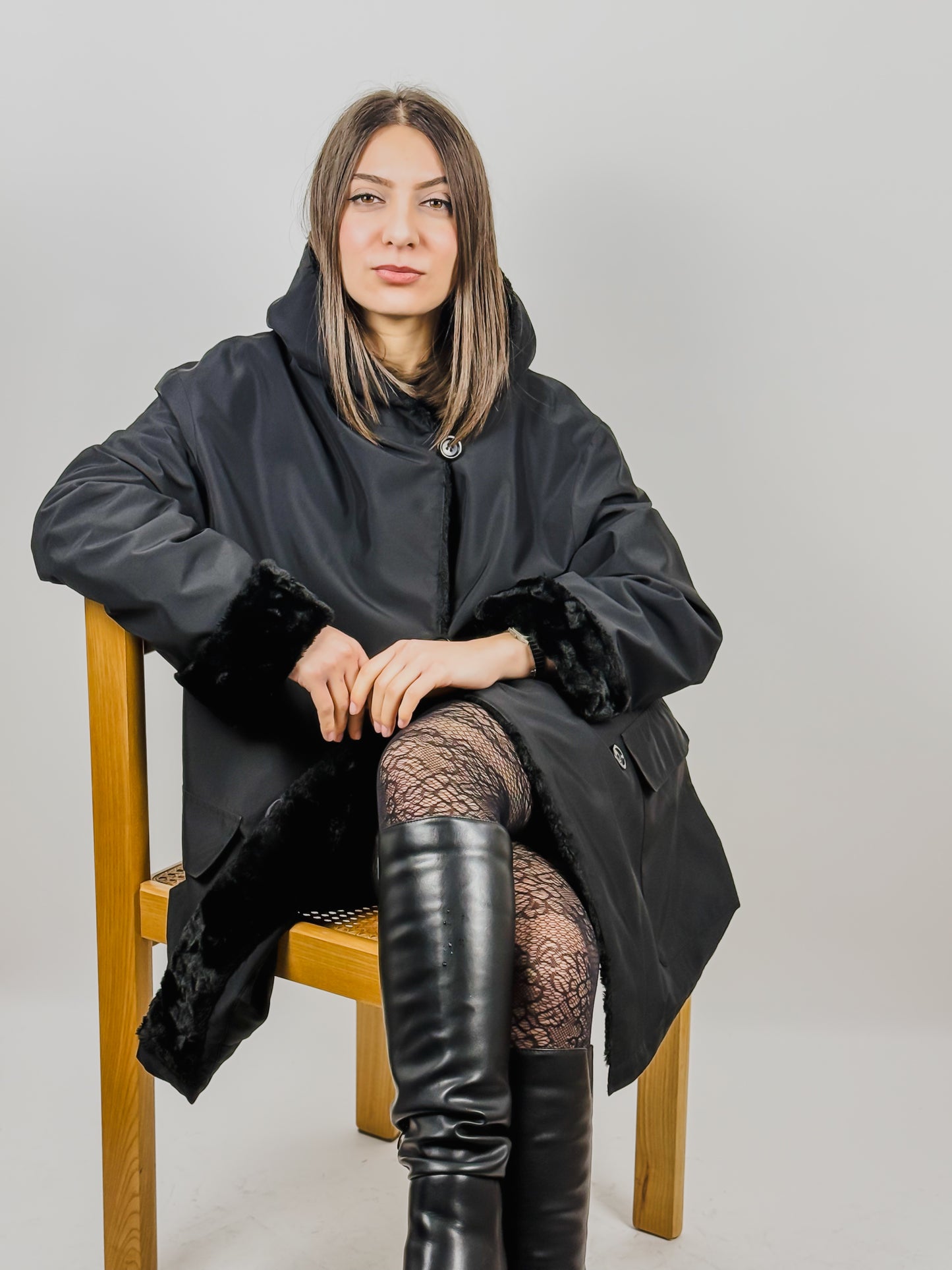 WOMEN'S JACKET WITH FUR INSERTS