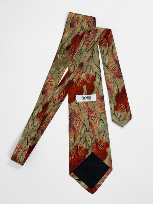 Cravatta Vintage Hugo Boss Seta Fantasia Floreale Made in Italy
