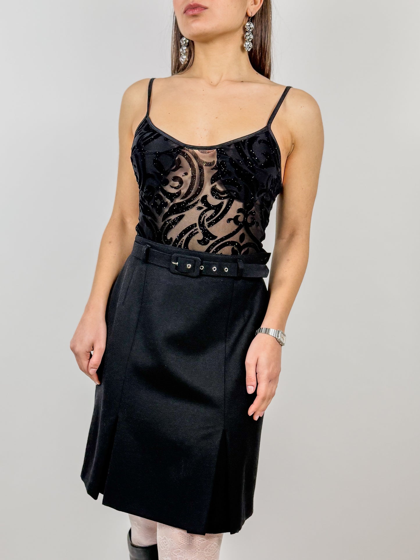 BLACK VIRGIN WOOL SKIRT