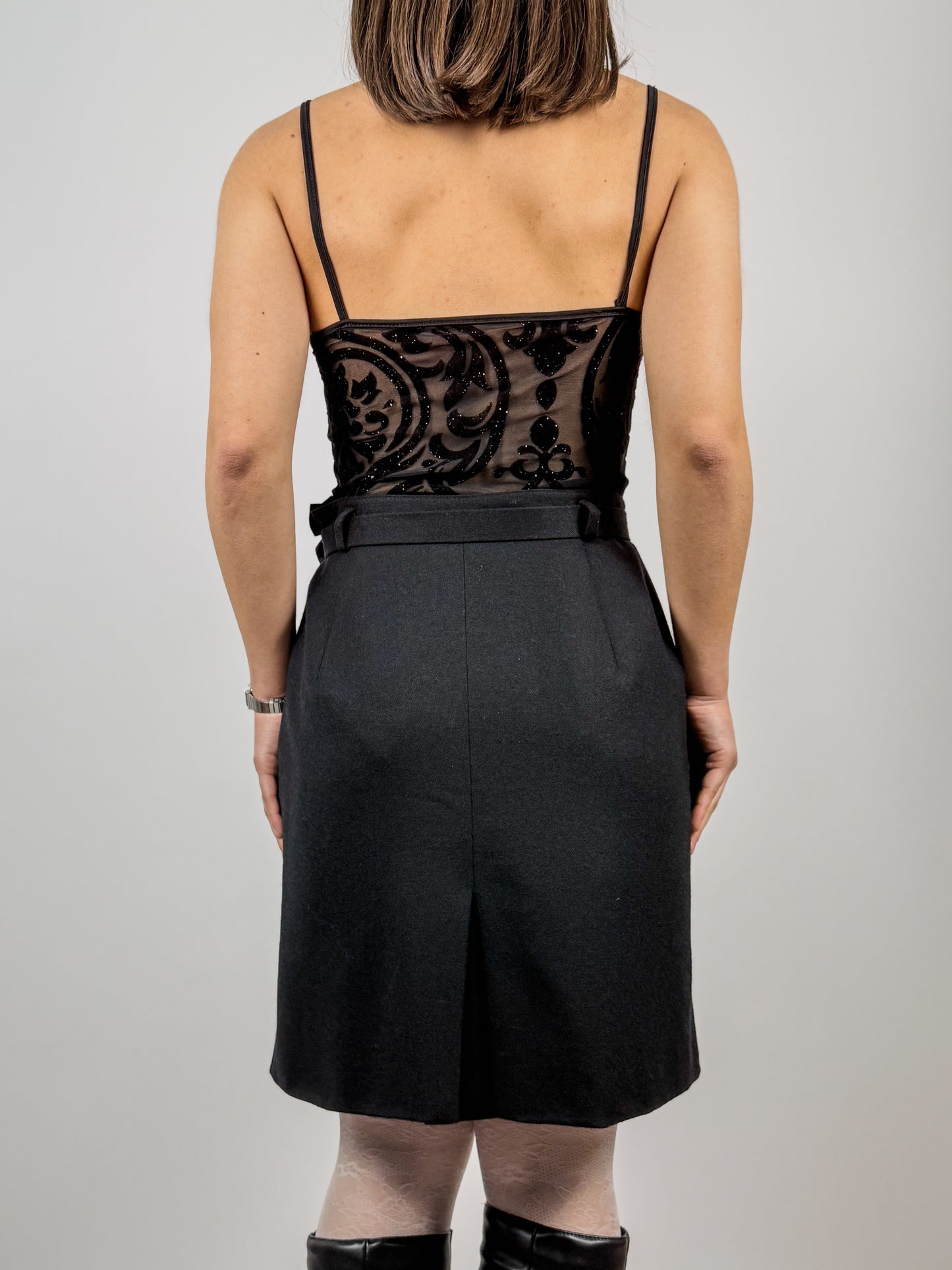 BLACK VIRGIN WOOL SKIRT