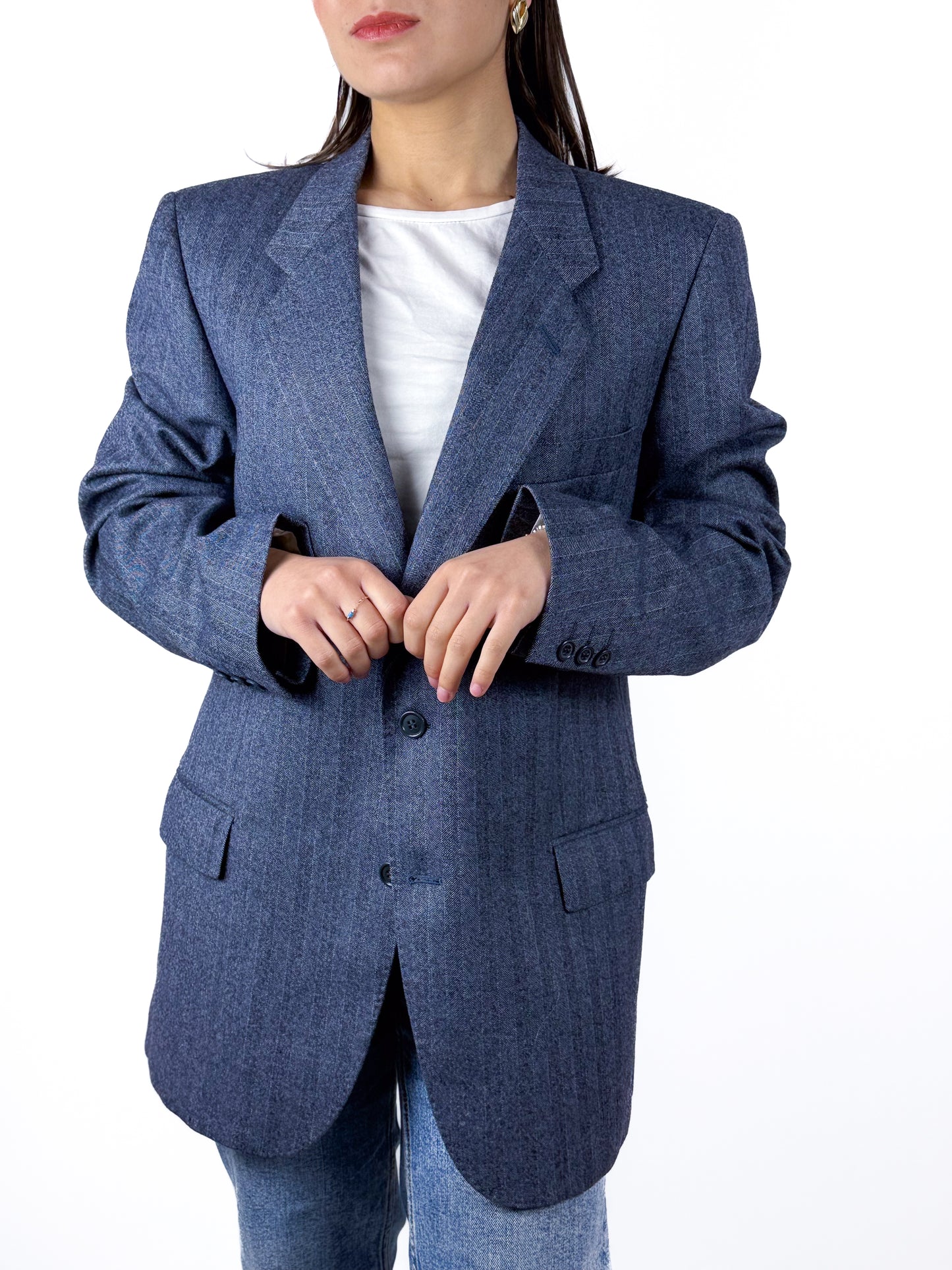 BLAZER GESSATO BLU PURA LANA