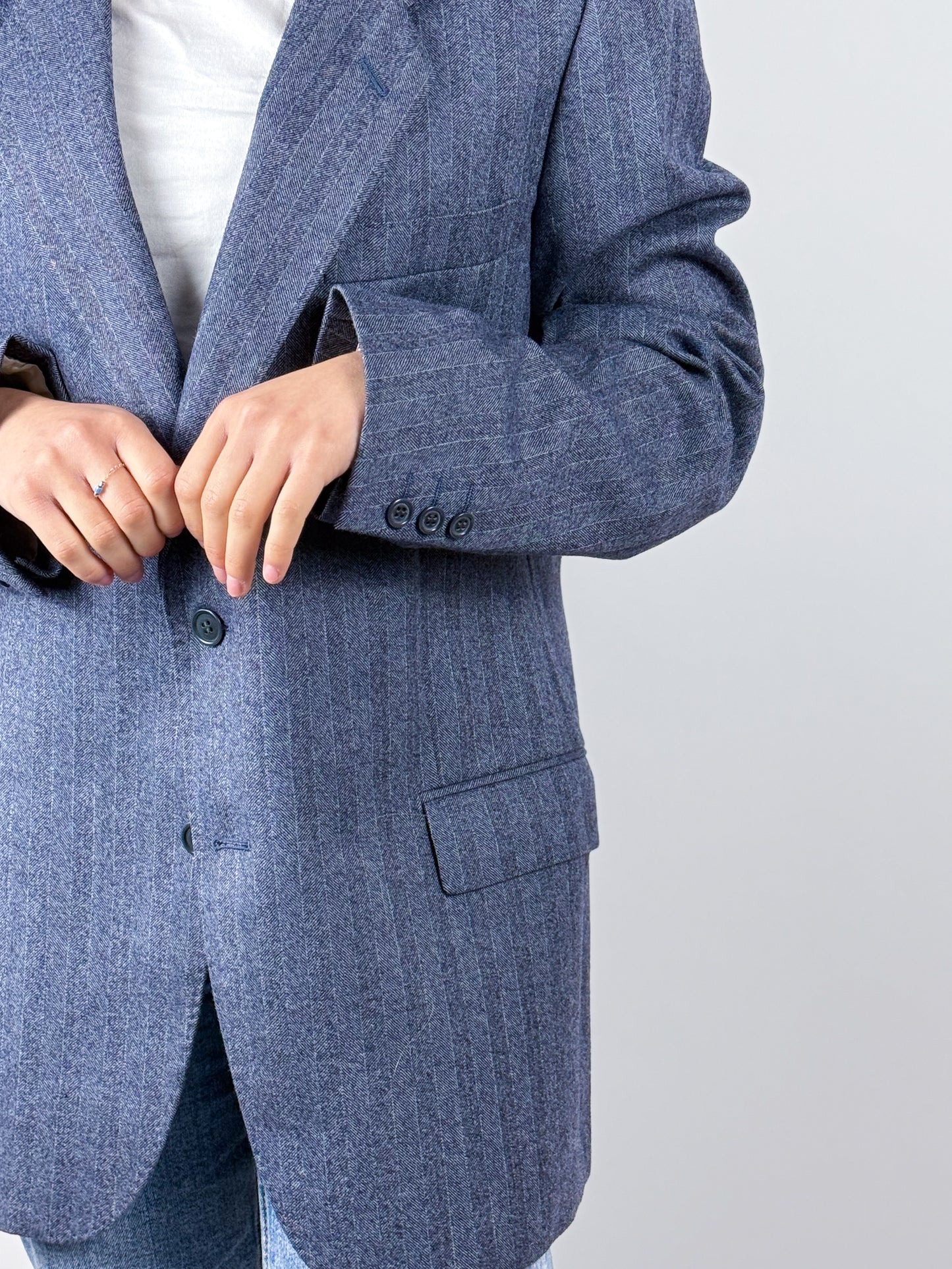 BLAZER GESSATO BLU PURA LANA