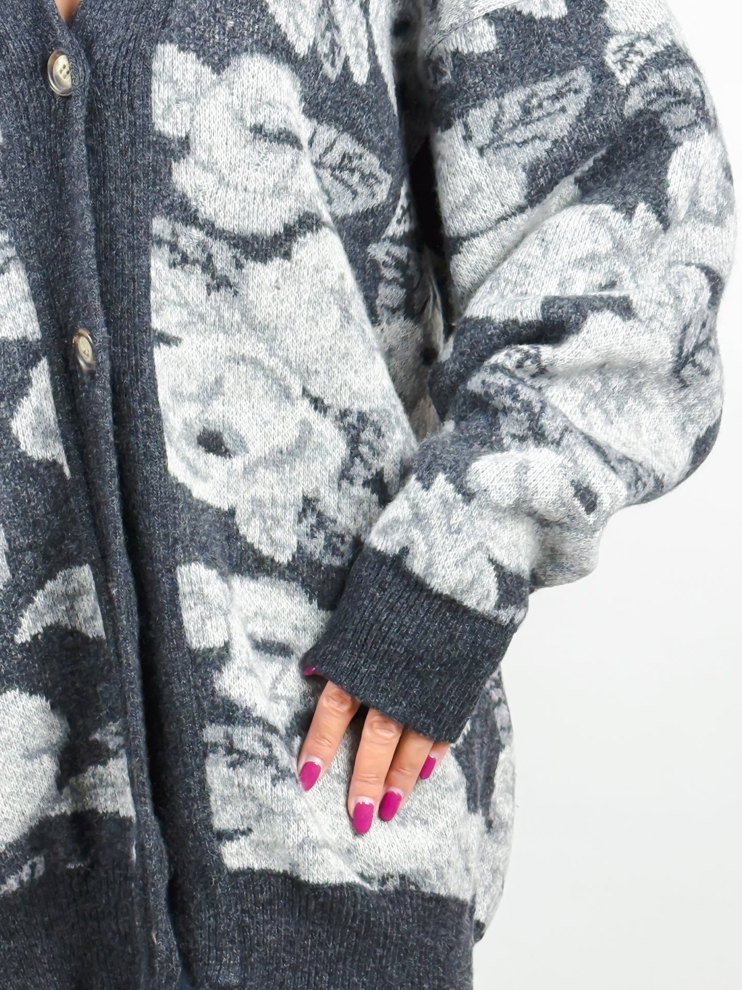 Cardigan Grigio Ferretti Studio Vintage Made in Italy - Lana Floreale