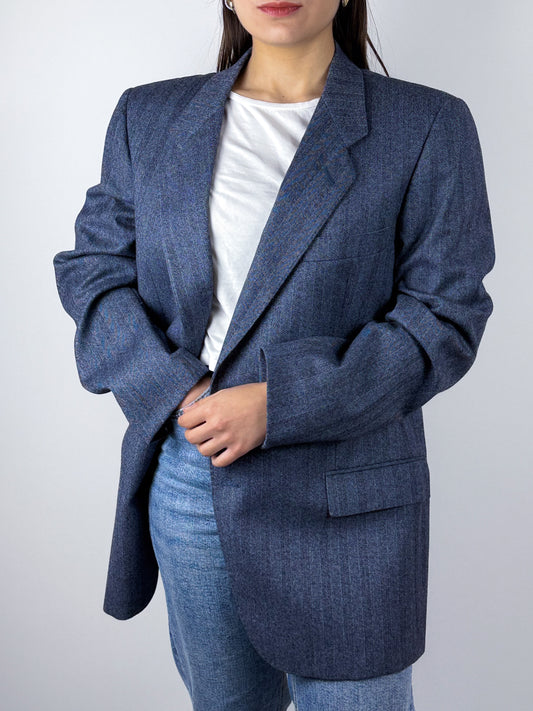 BLAZER GESSATO BLU PURA LANA