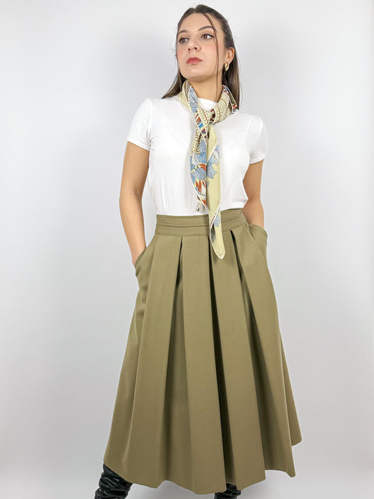 Gonna Midi Vintage Anni '70 a Pieghe