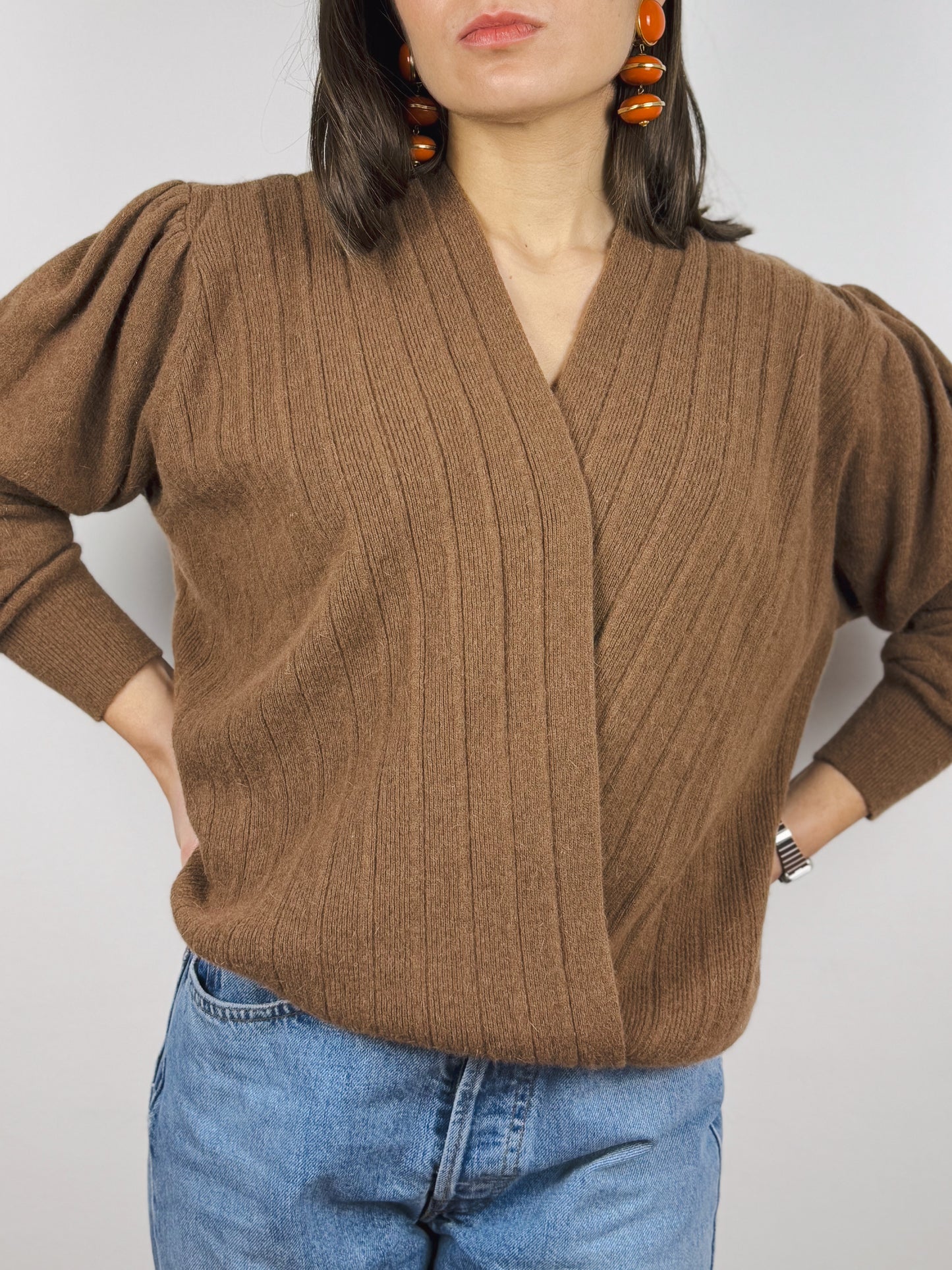ANGORA SWEATER WITH CROSSOVER