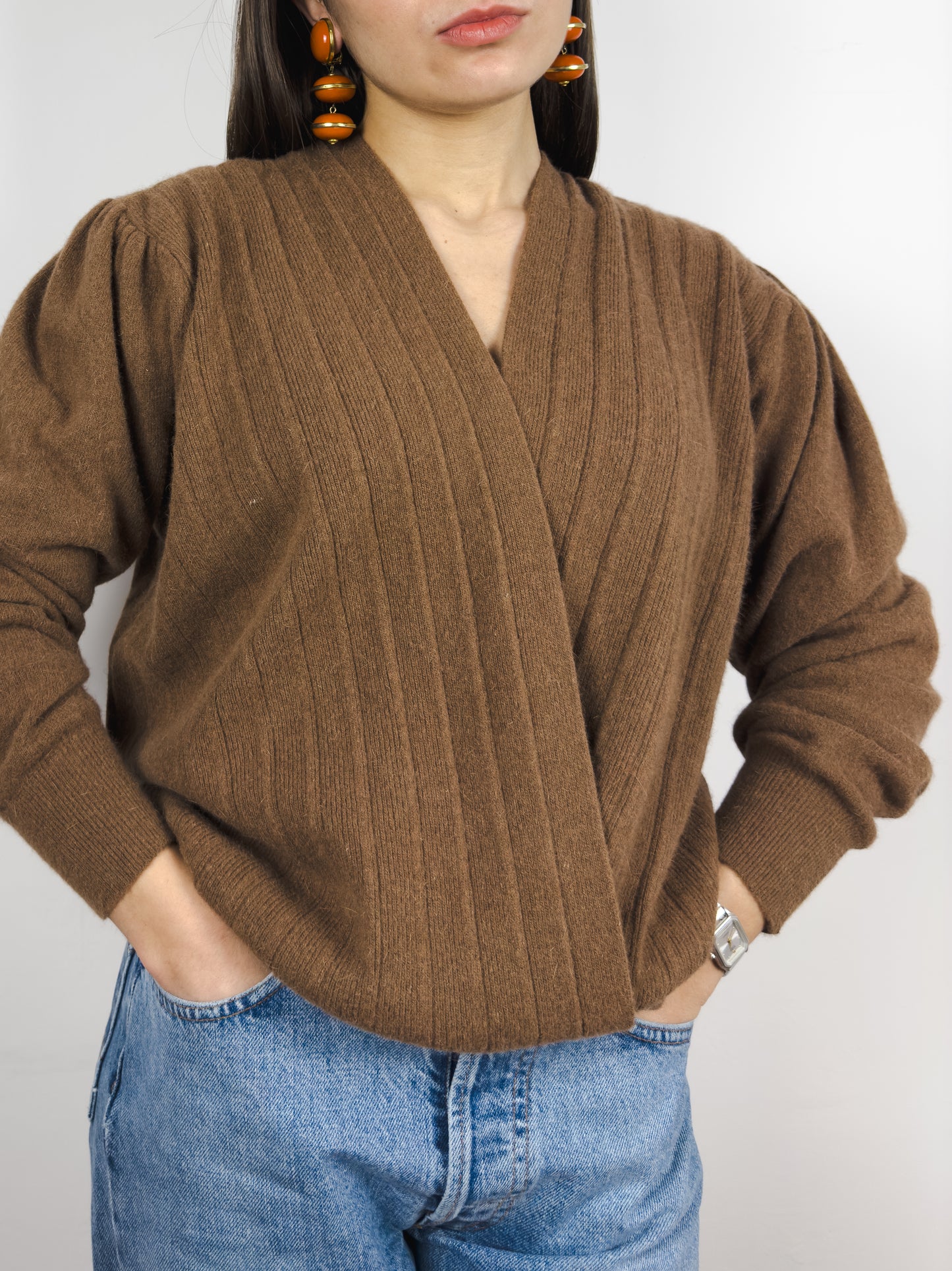 ANGORA SWEATER WITH CROSSOVER
