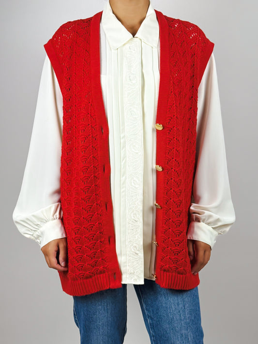 Gilet Vintage Rosso Traforato Anni '80