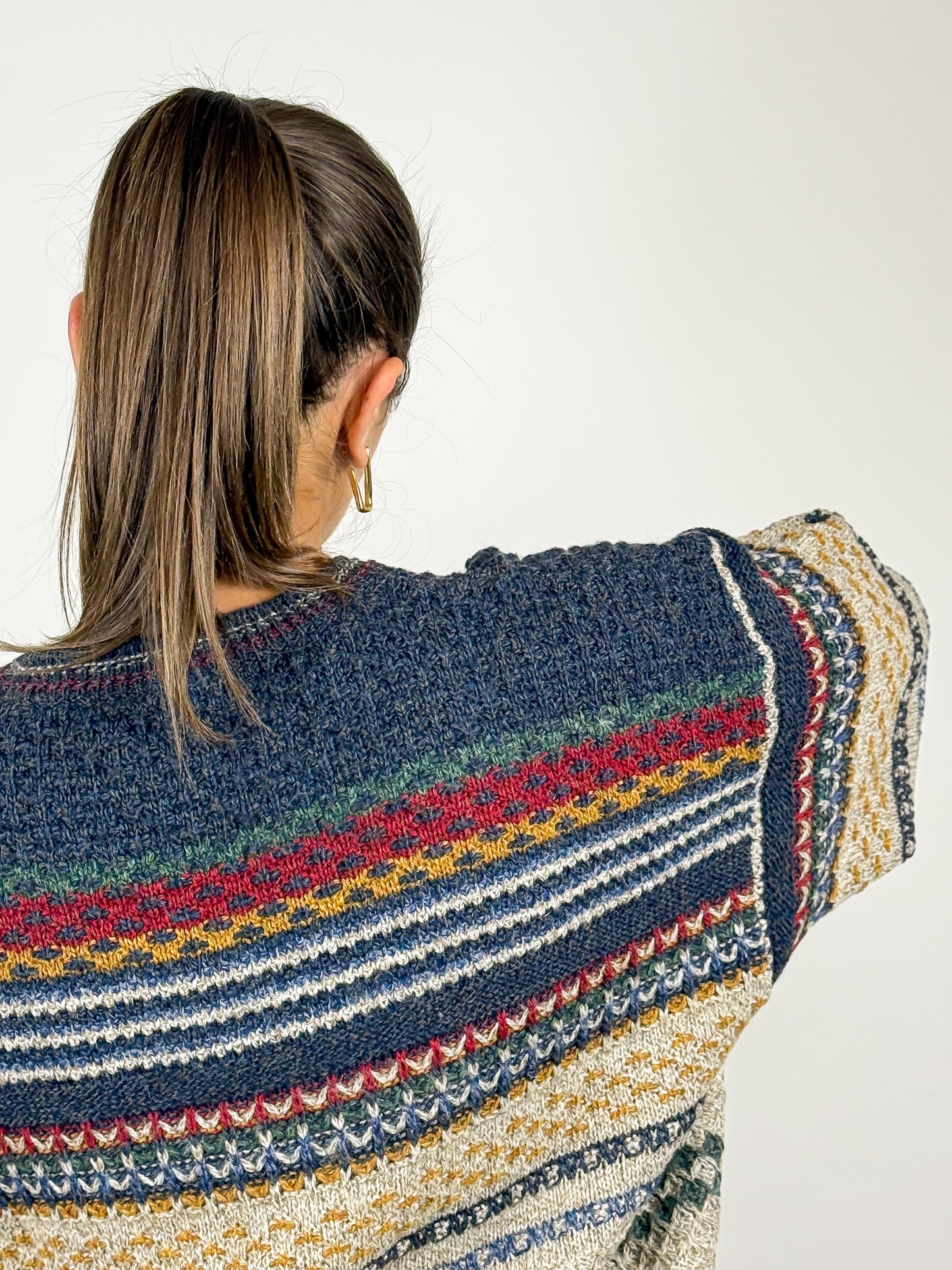 Maglione Lana Vintage Anni '90 Righe Unisex - Made in Italy