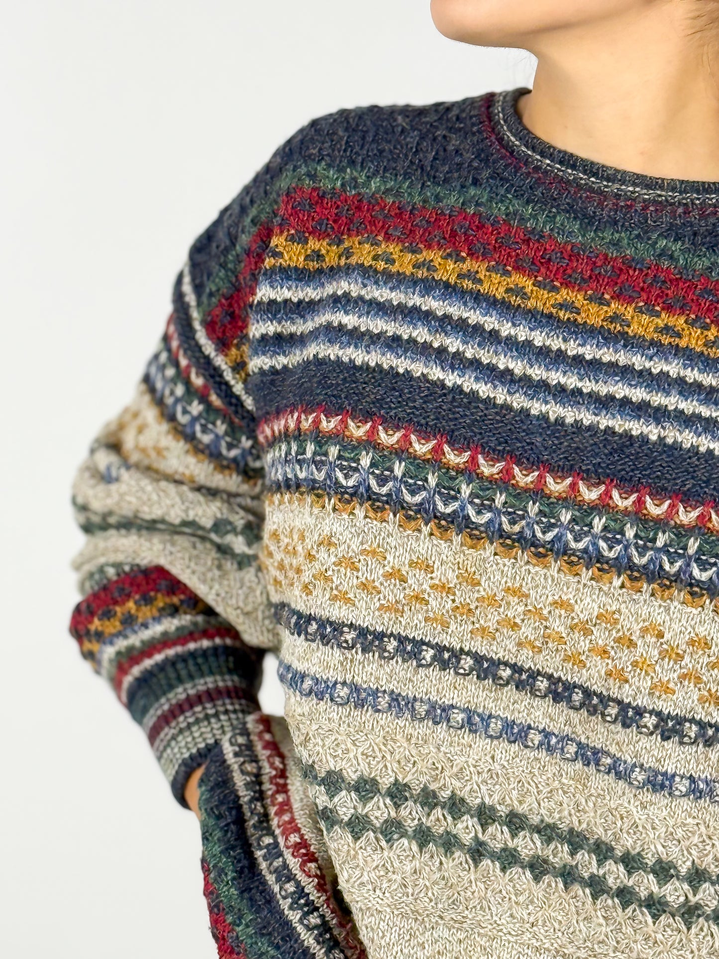 Maglione Lana Vintage Anni '90 Righe Unisex - Made in Italy