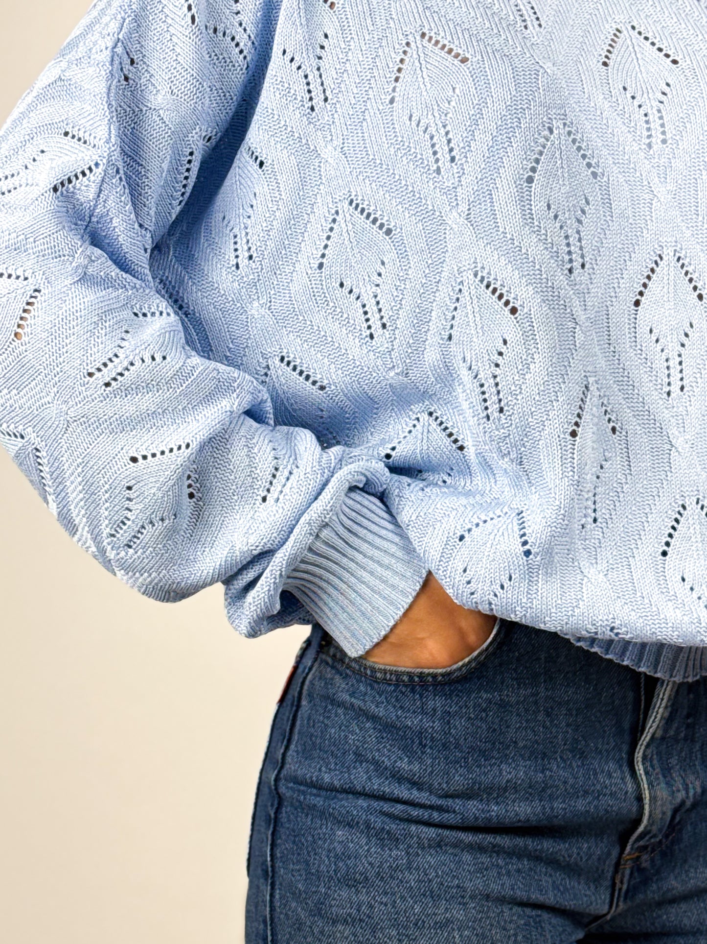 Maglioncino Vintage Traforato Celeste - Made in West Germany Anni '80