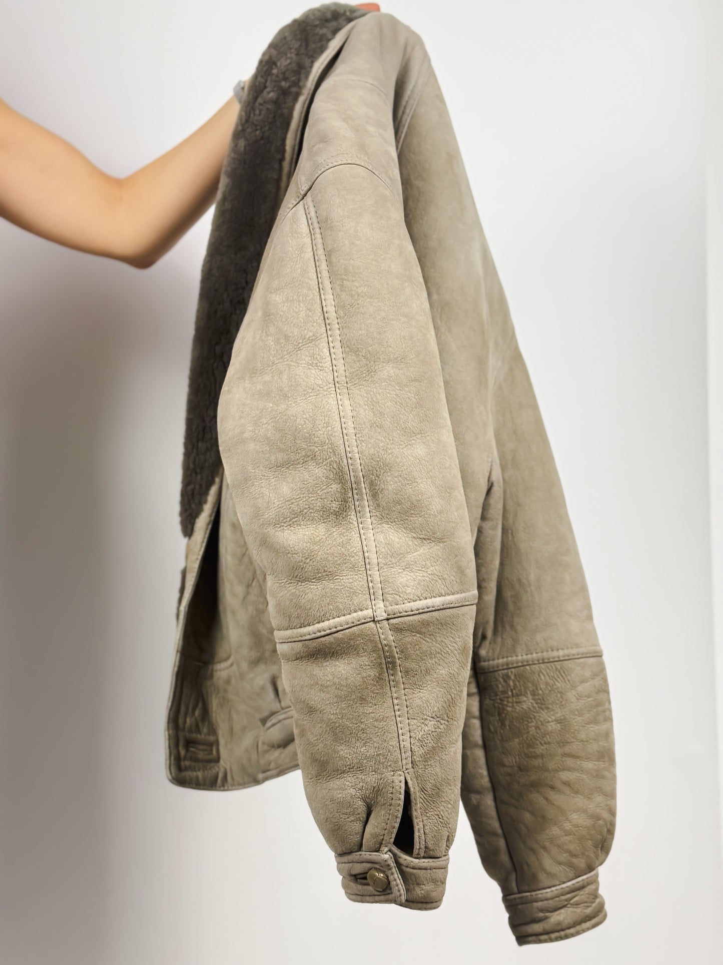 Montone Corto Vintage Original Shearling Grigio Donna Made in Italy