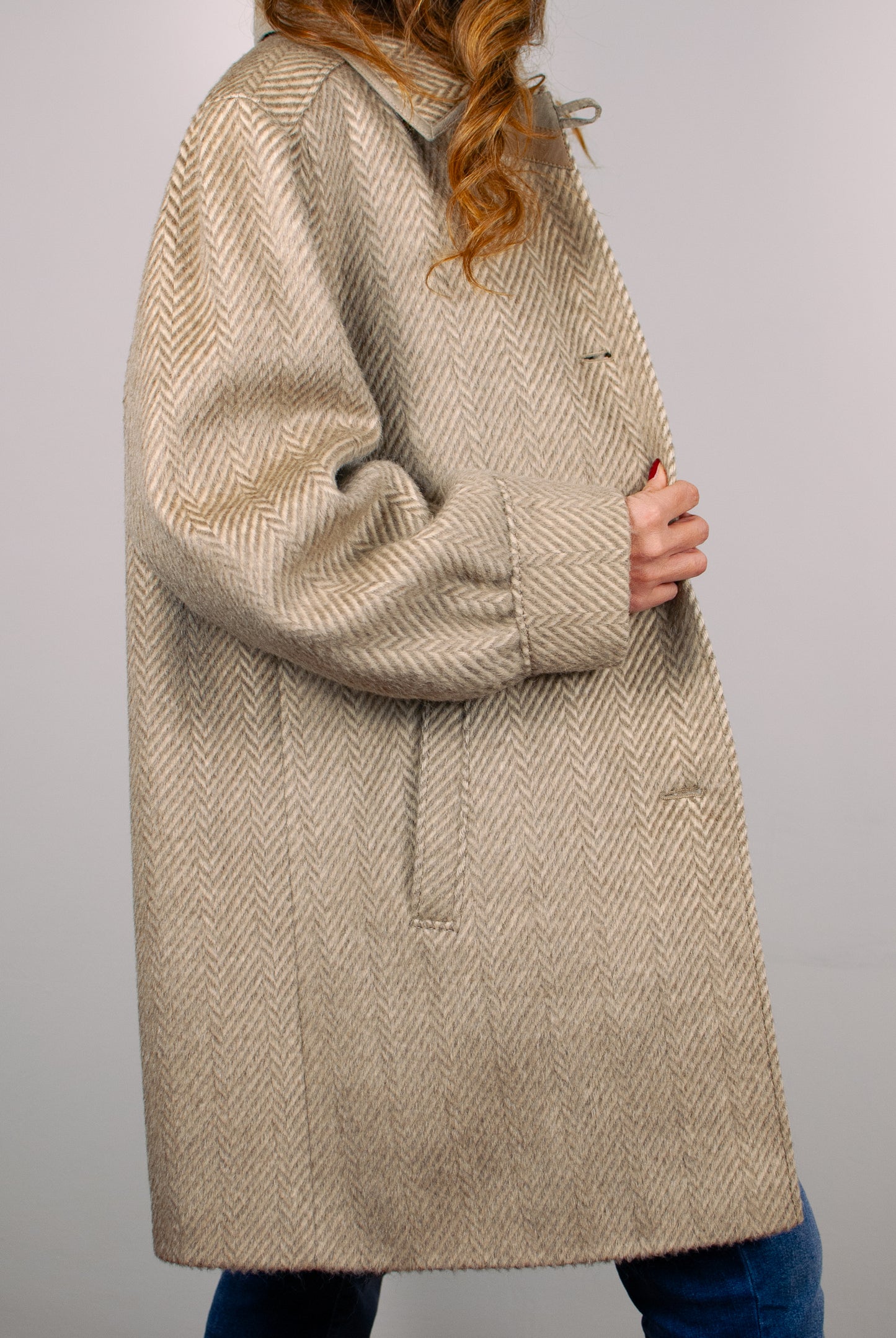 HERRINGBONE MOHAIR COAT