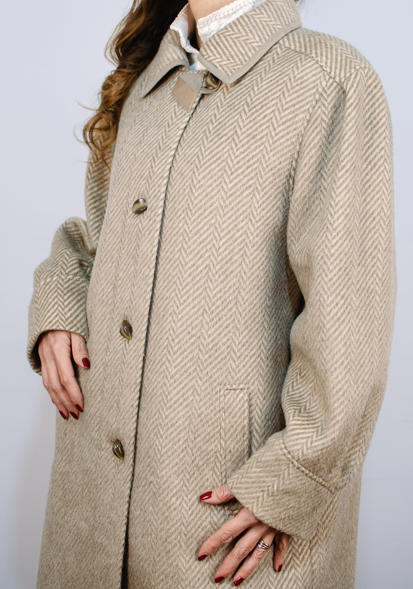 HERRINGBONE MOHAIR COAT