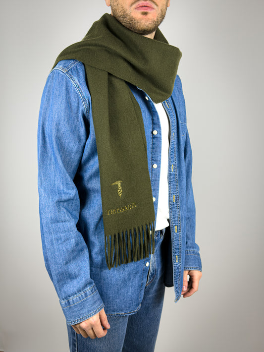Sciarpa in Lana Verde Trussardi Vintage Made in Italy