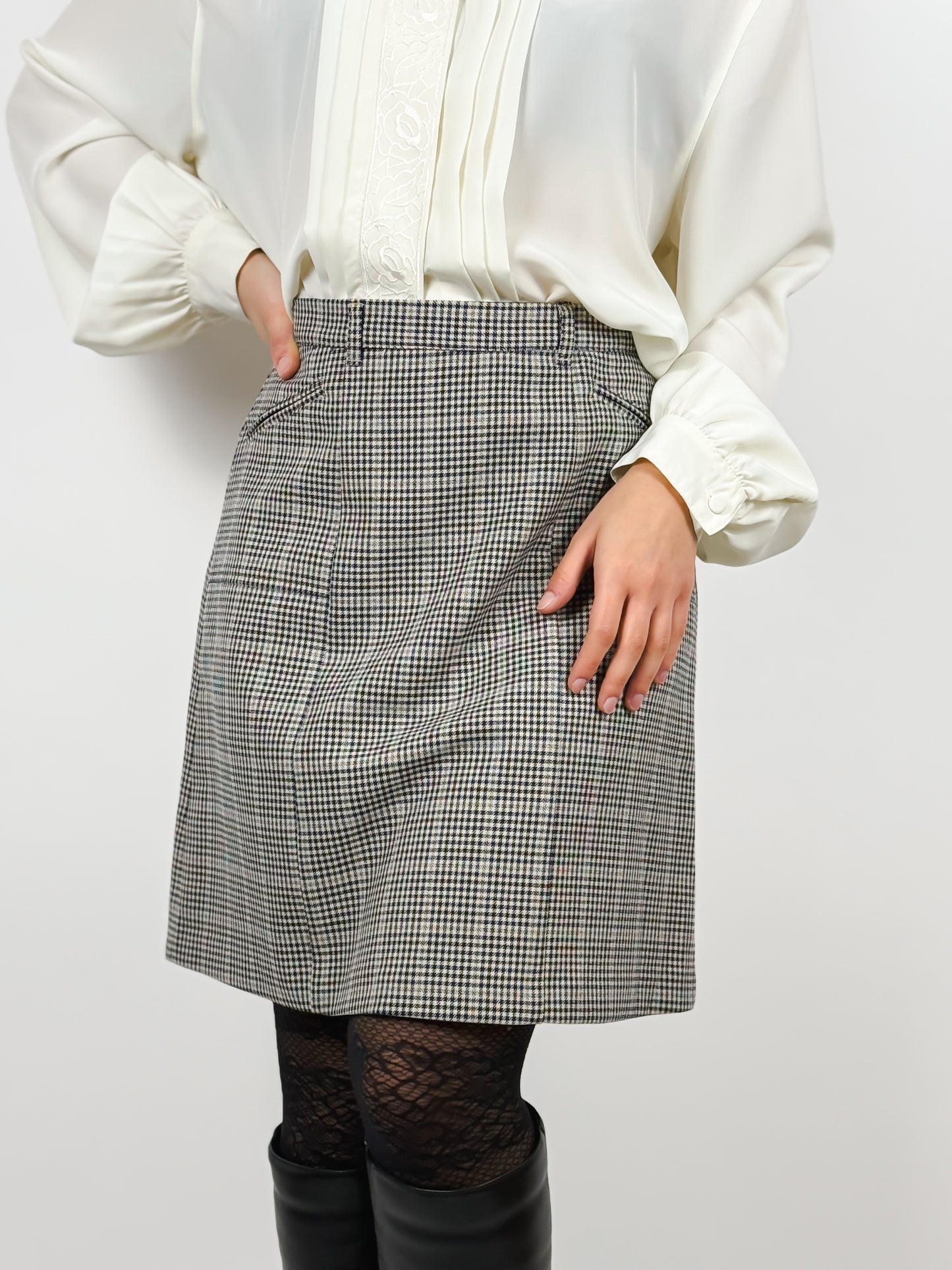 HOUNDSTOOTH CHECKED MINI SKIRT