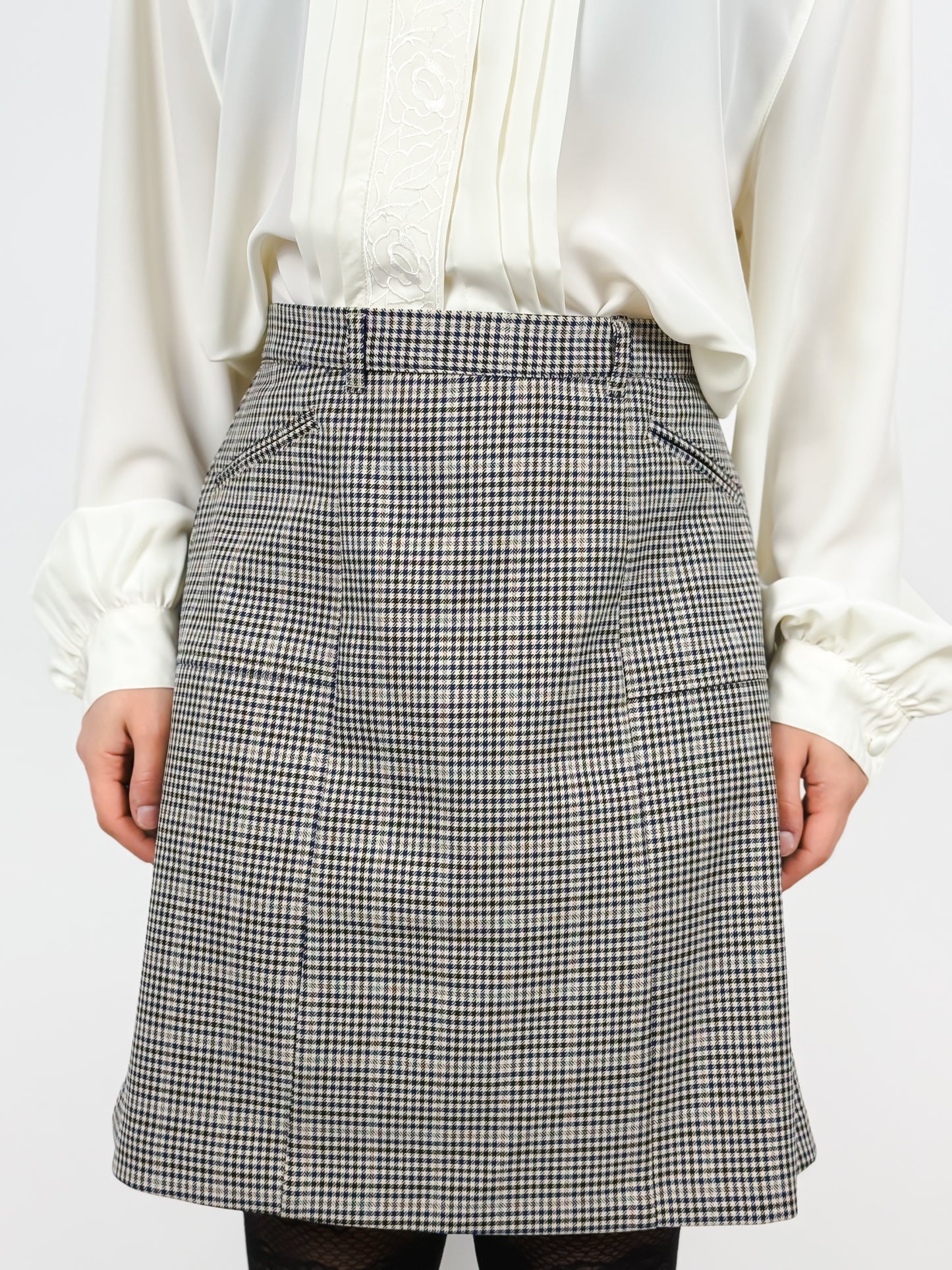 HOUNDSTOOTH CHECKED MINI SKIRT
