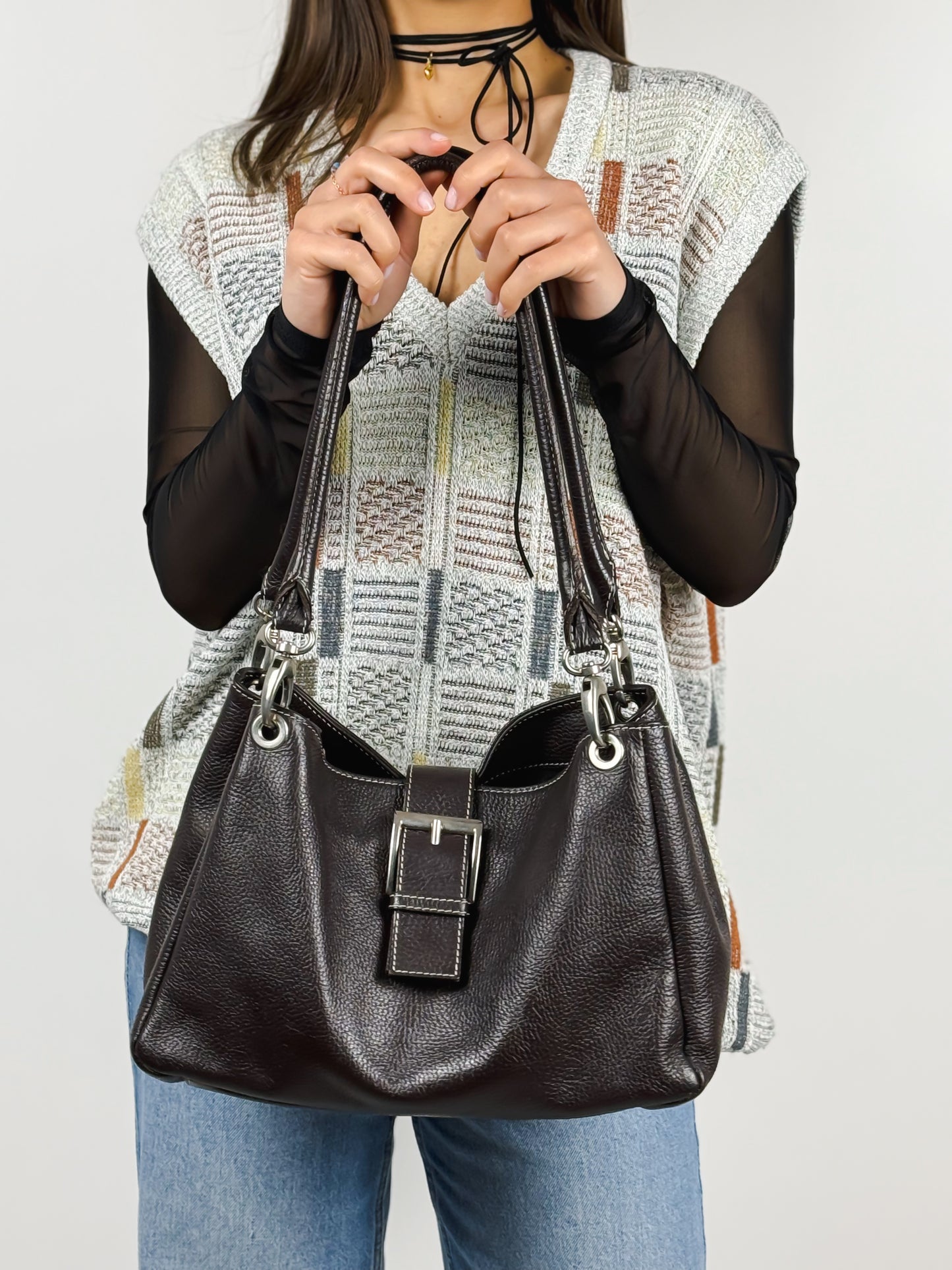 BORSA VINTAGE Y2K IN PELLE MARRONE