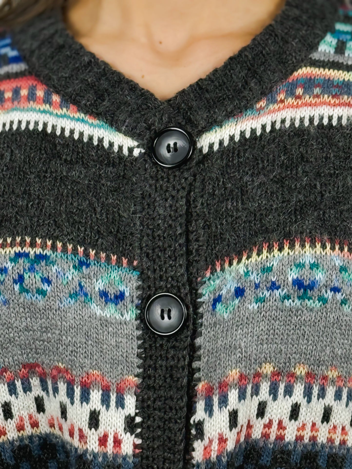 Cardigan Vintage Grigio a Fantasia Geometrica