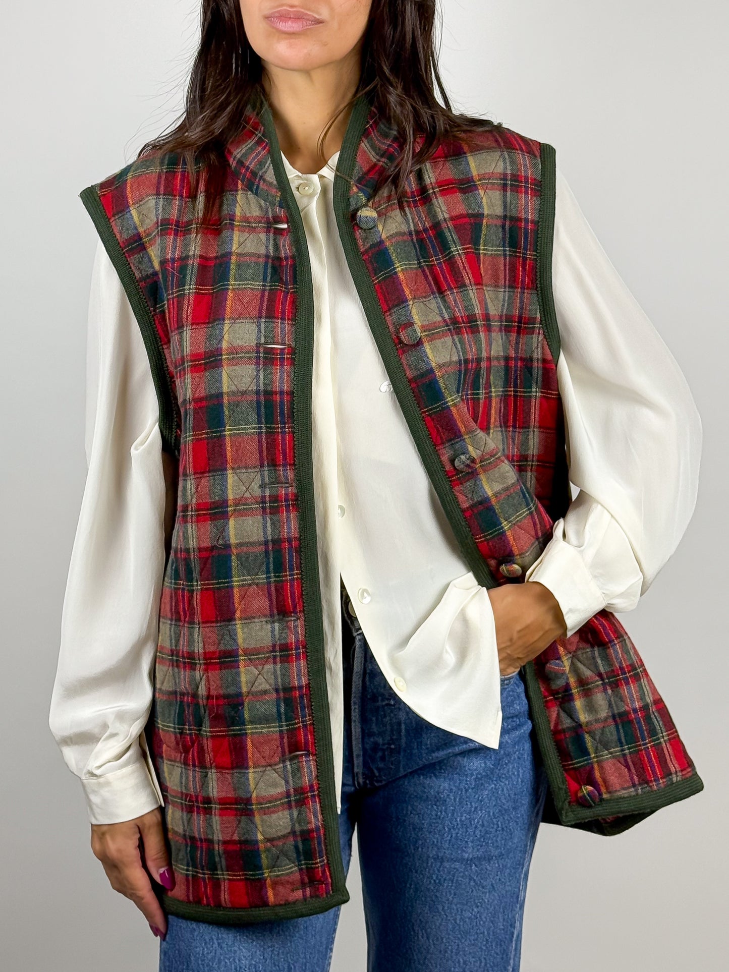 Gilet Vintage in Lana Tartan - Unisex