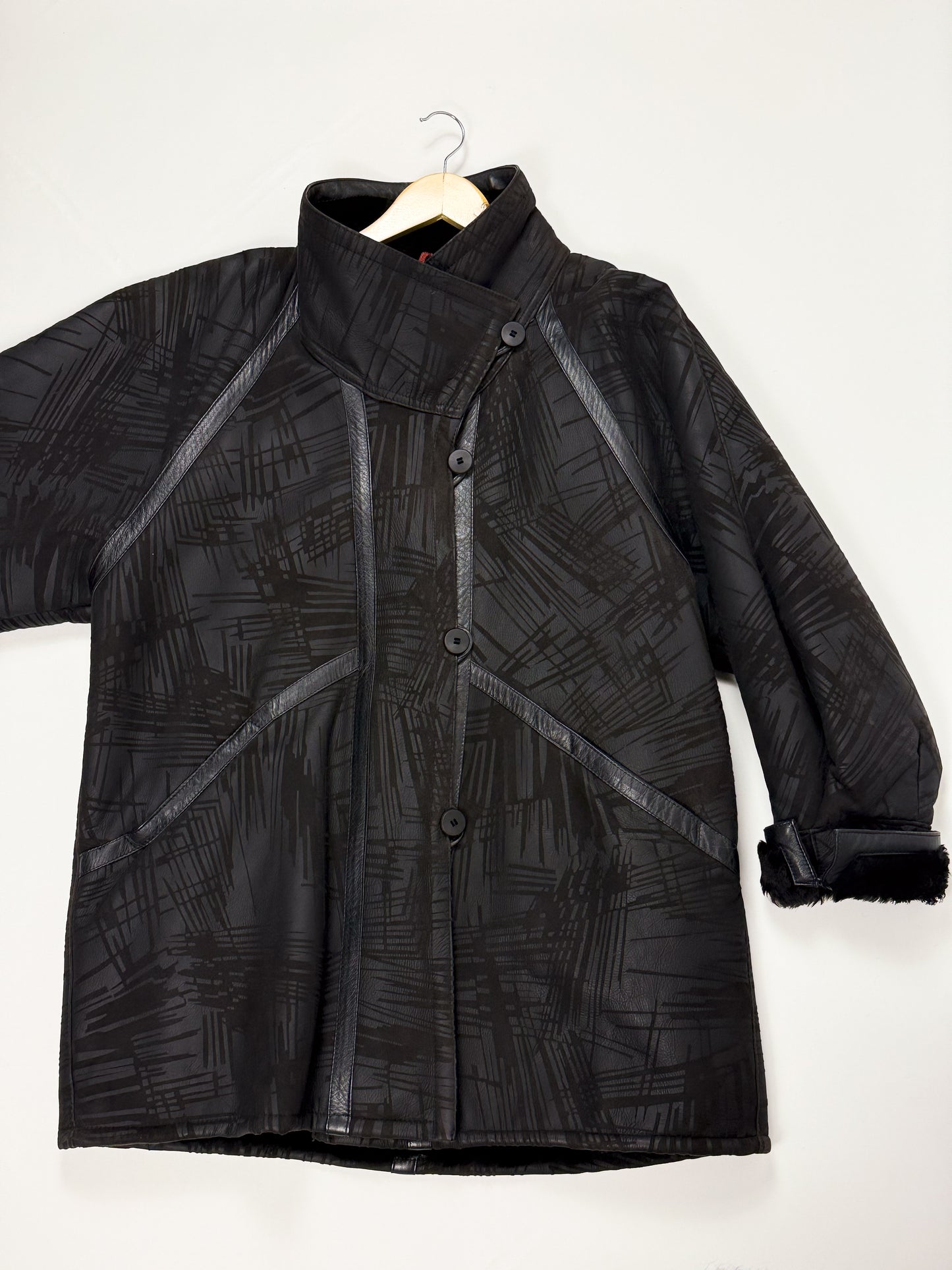 Montone Donna Vintage Vera Pelle a Fantasia - Anni '80