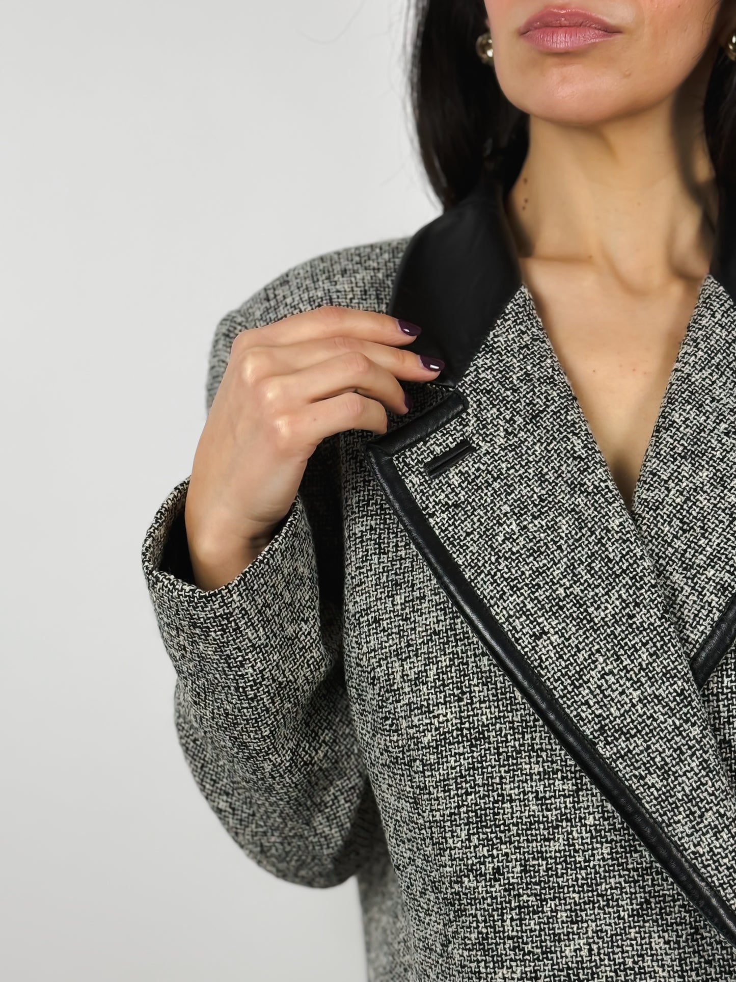 BLAZER LANA CON DETTAGLI IN PELLE
