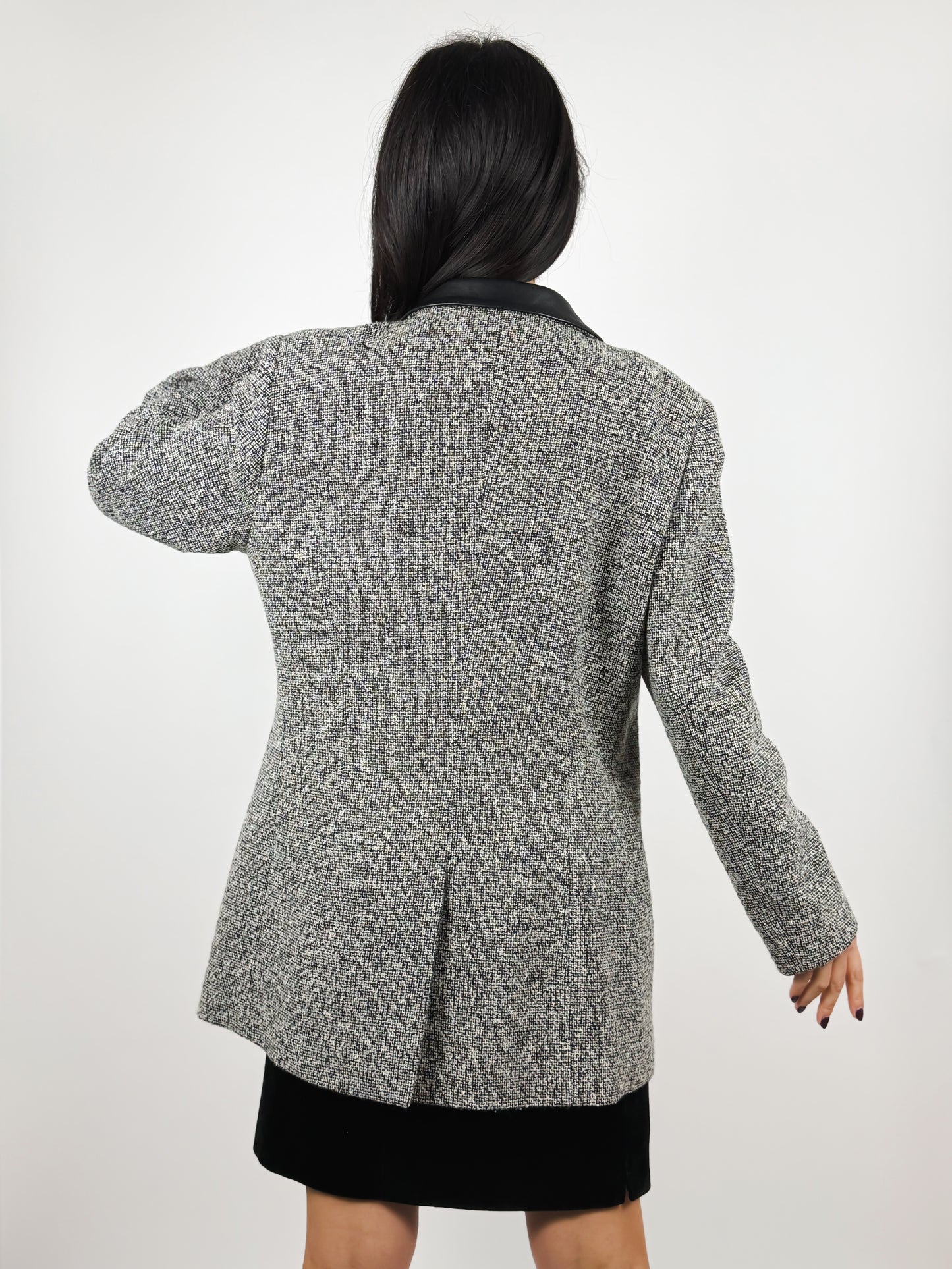 BLAZER LANA CON DETTAGLI IN PELLE