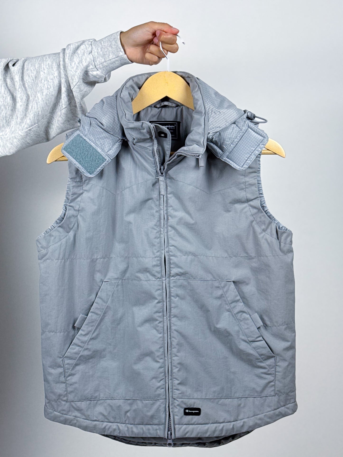 Smanicato Donna Vintage Champion Anni '90 con Cappuccio