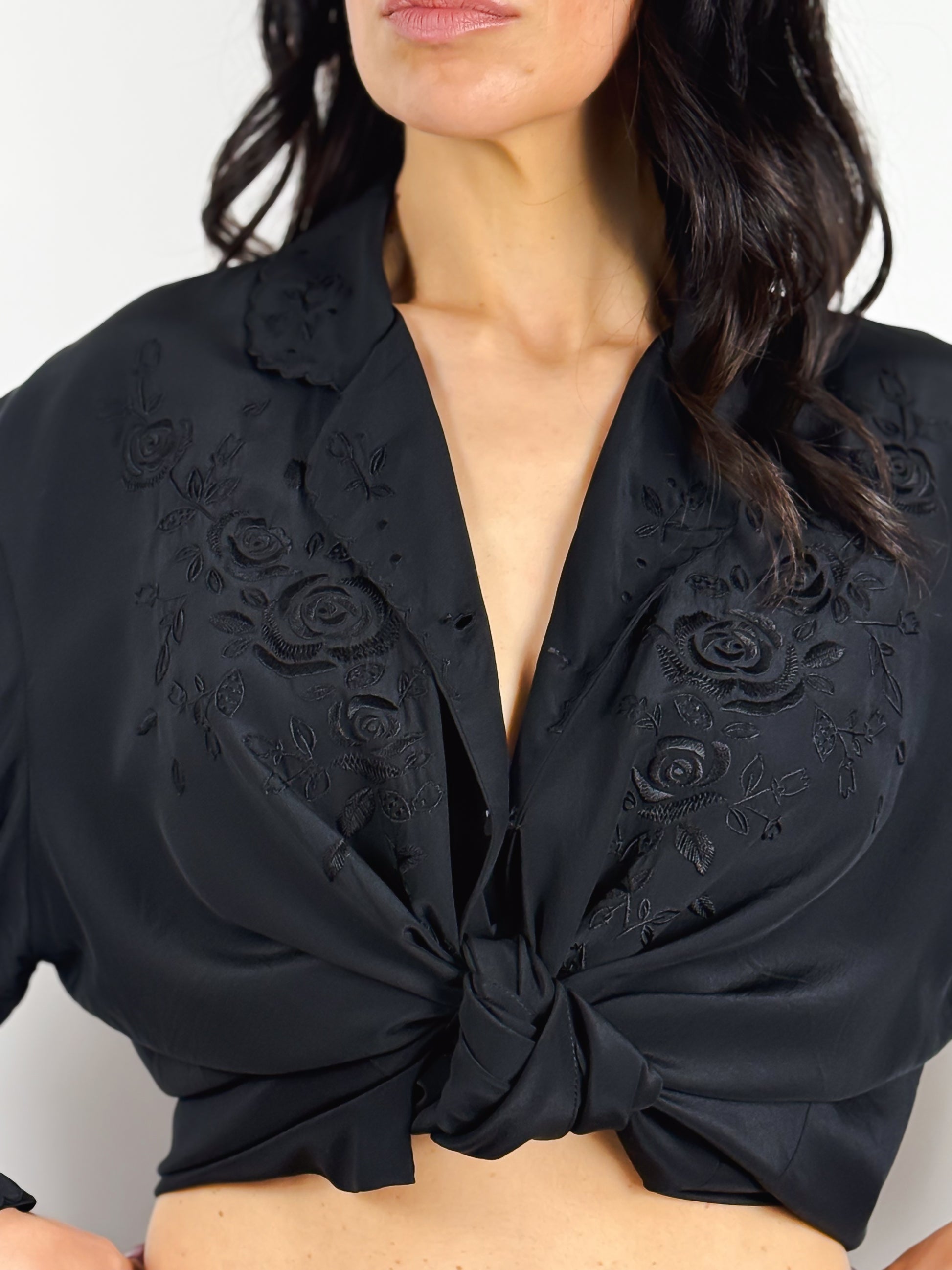 camicia seta nera vintage