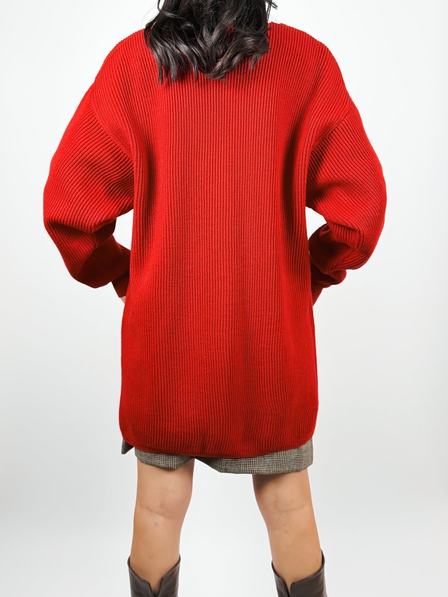 Cardigan Vintage Rosso in Pura Lana