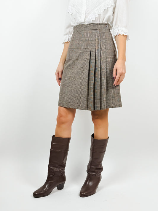 Gonna Vintage Pied de Poule - Minigonna Lana Made in Italy