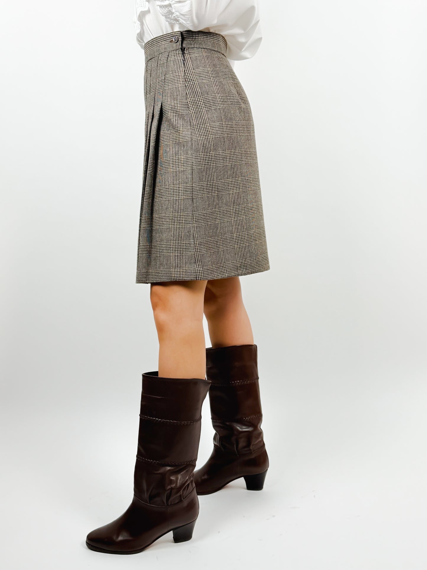 Gonna Vintage Pied de Poule - Minigonna Lana Made in Italy