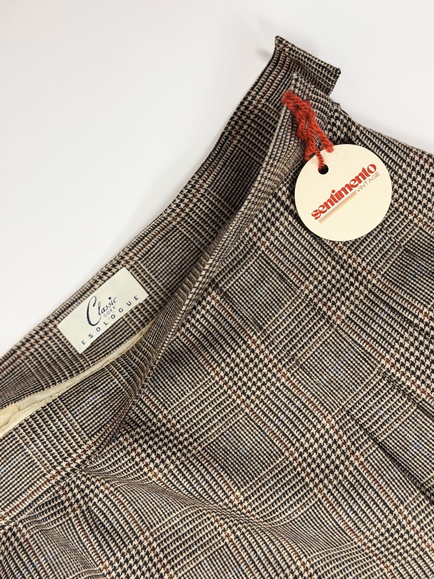 Gonna Vintage Pied de Poule - Minigonna Lana Made in Italy