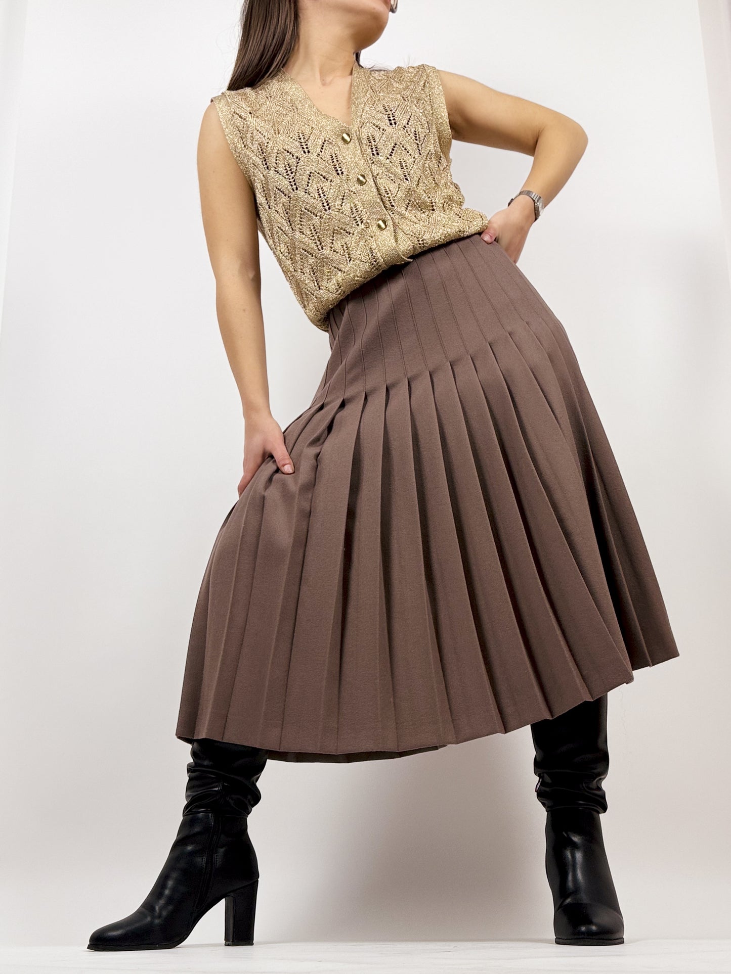 70'S PLEATED WOOL SKIRT