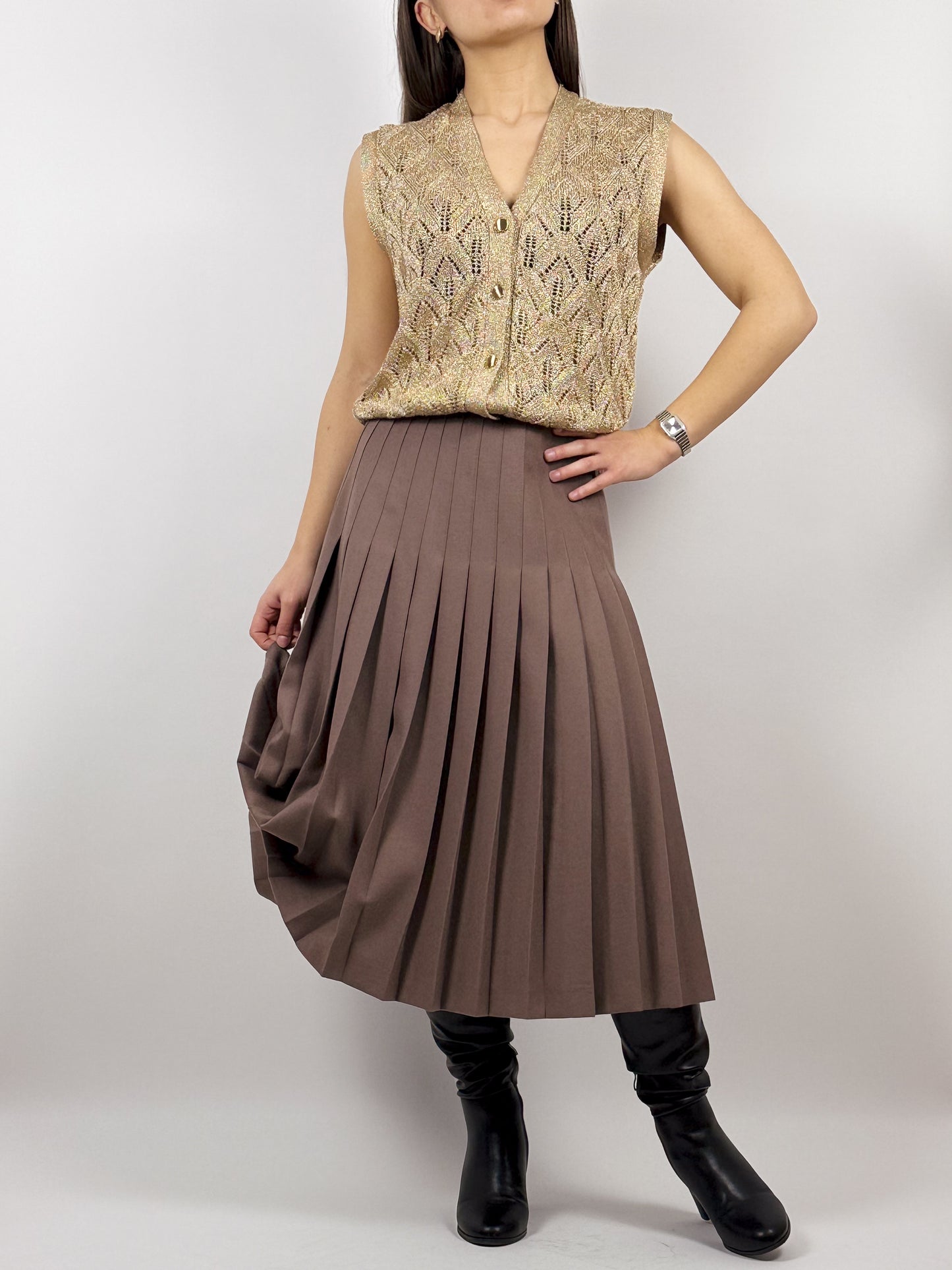 70'S PLEATED WOOL SKIRT