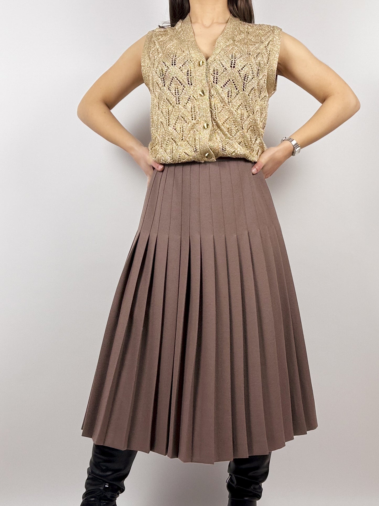 70'S PLEATED WOOL SKIRT