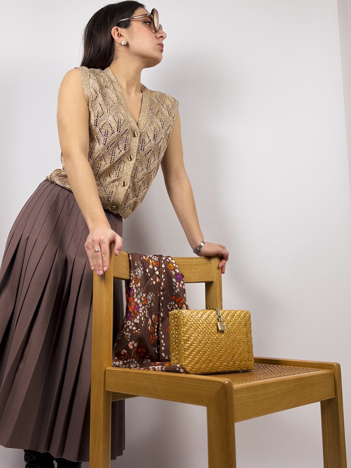 70'S PLEATED WOOL SKIRT