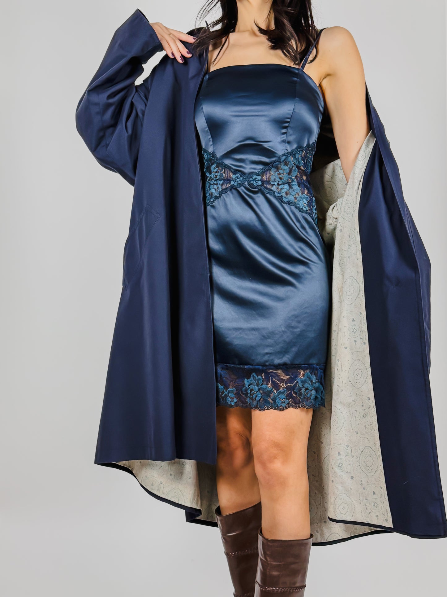 TRENCH COAT DA DONNA BLUE NAVY VINTAGE