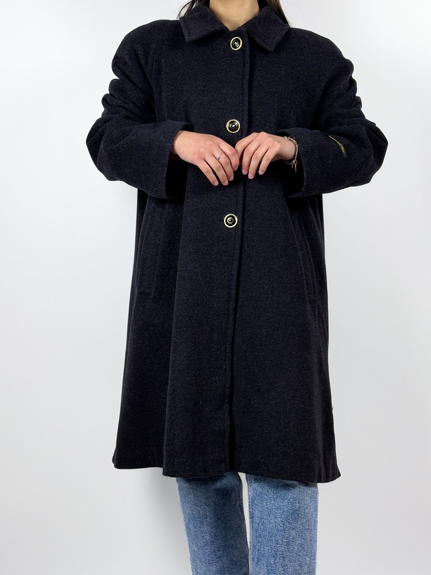 Cappotto Vintage Donna in Lana e Cashmere Grigio - Made in Italy