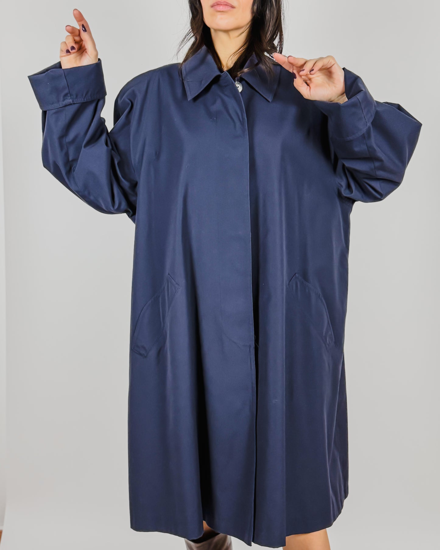 TRENCH COAT DA DONNA BLUE NAVY VINTAGE